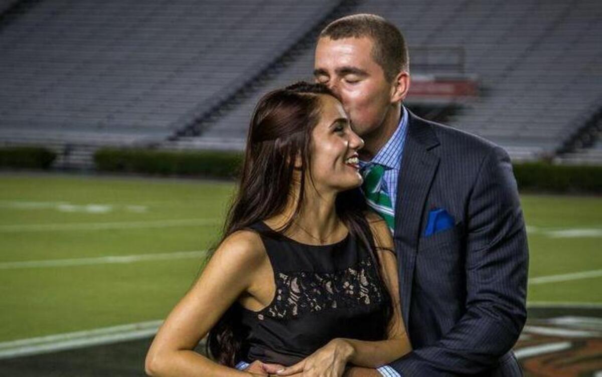 
Dylan Thompson proposed to Melanie Helm on the Williams-Brice Stadium field before last season.

