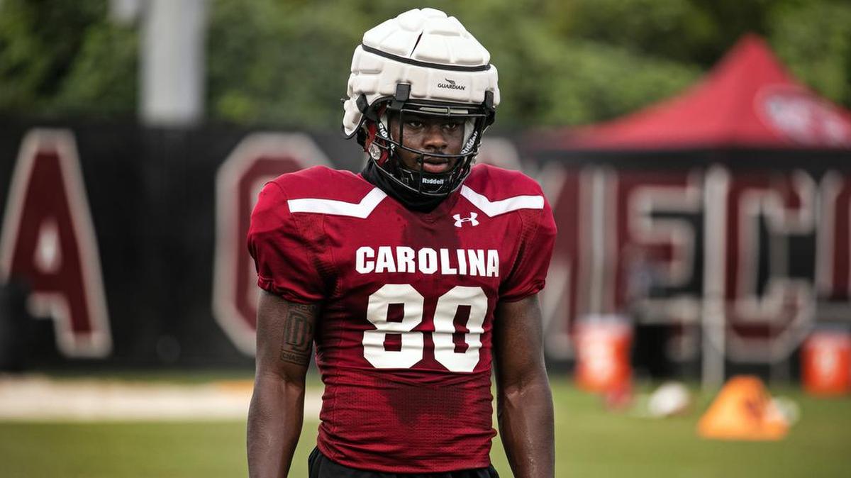 South Carolina’s Keveon Mullins during an August 2020 football practice.