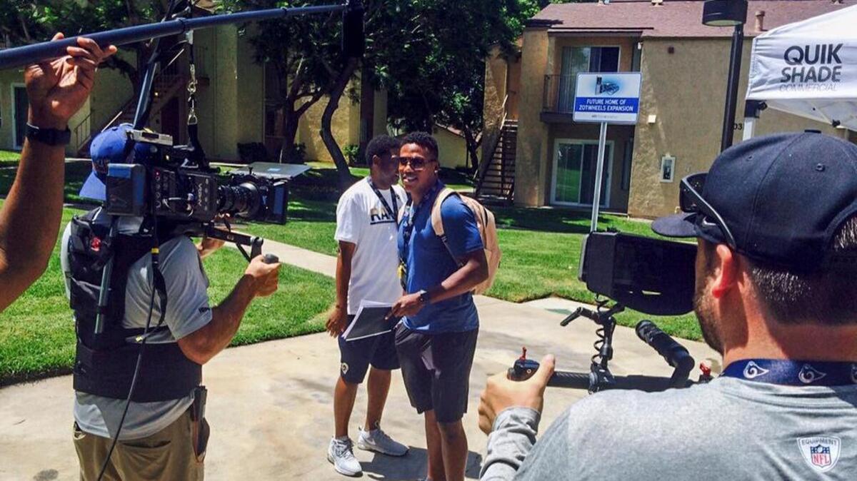 Rookie wide receiver Pharoh Cooper checks into the Los Angeles Rams’ training camp at UC Irvine last month. So far, camp has gone well for the fourth-rounder out of South Carolina, who is carving out a role with the Rams.