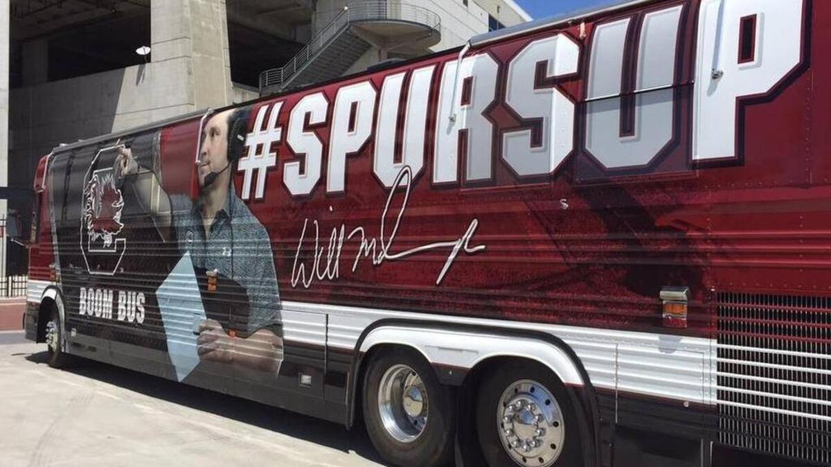 Will Muschamp will travel on the Boom Bus as part of the Gamecock Club’s Spurs Up Tour.