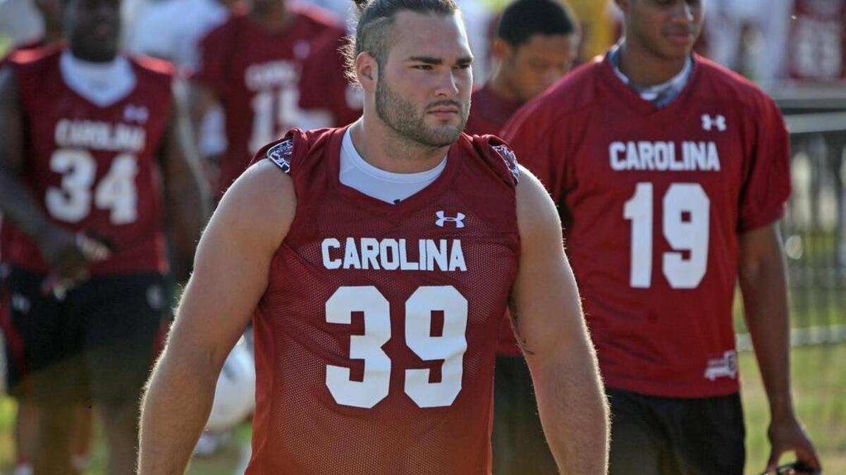 South Carolina fullback Rivers Bedenbaugh was called upon this week to anchor the triple option scout team.