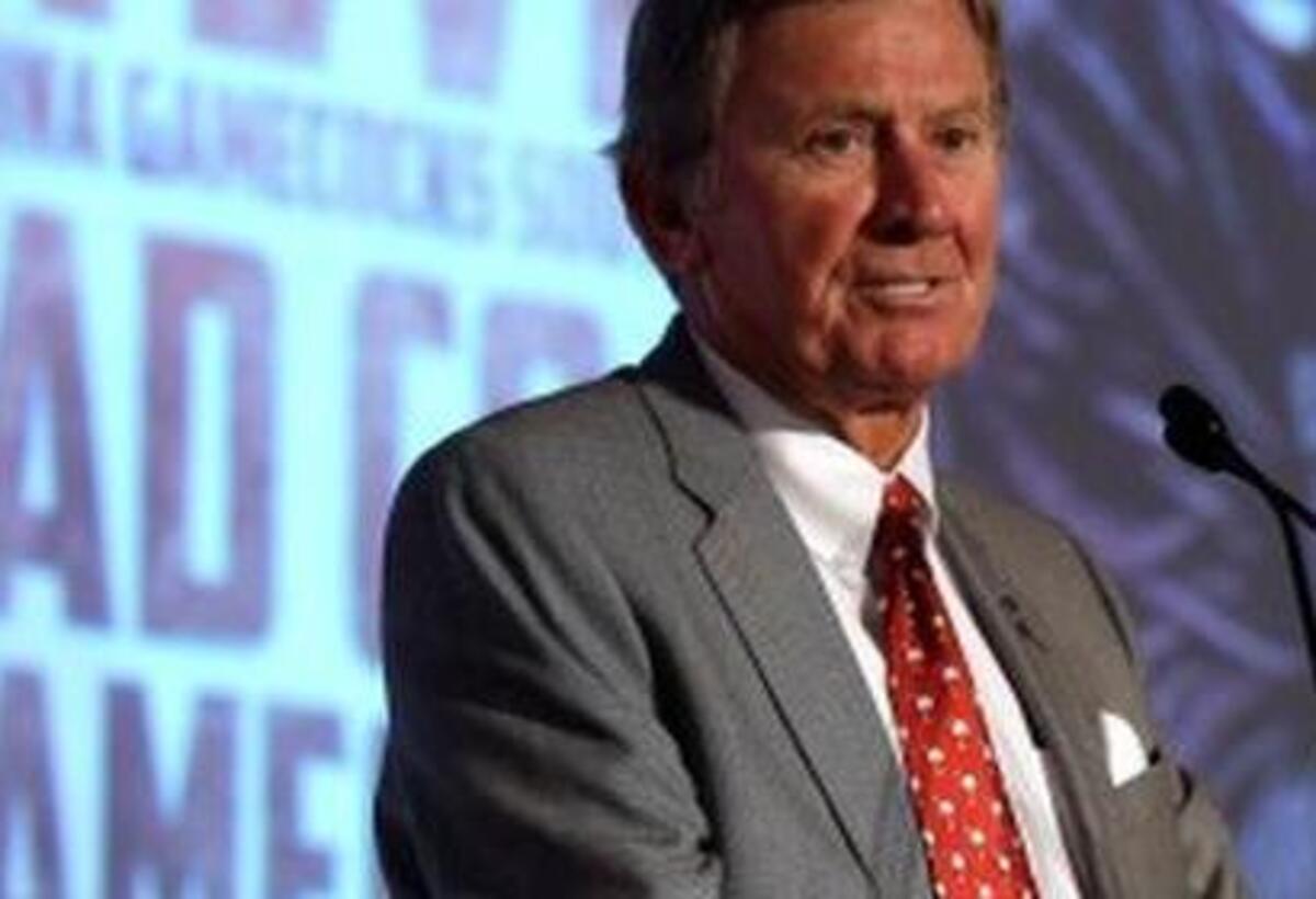 
South Carolina coach Steve Spurrier speaks to the media at the Southeastern Conference NCAA college football media days.
