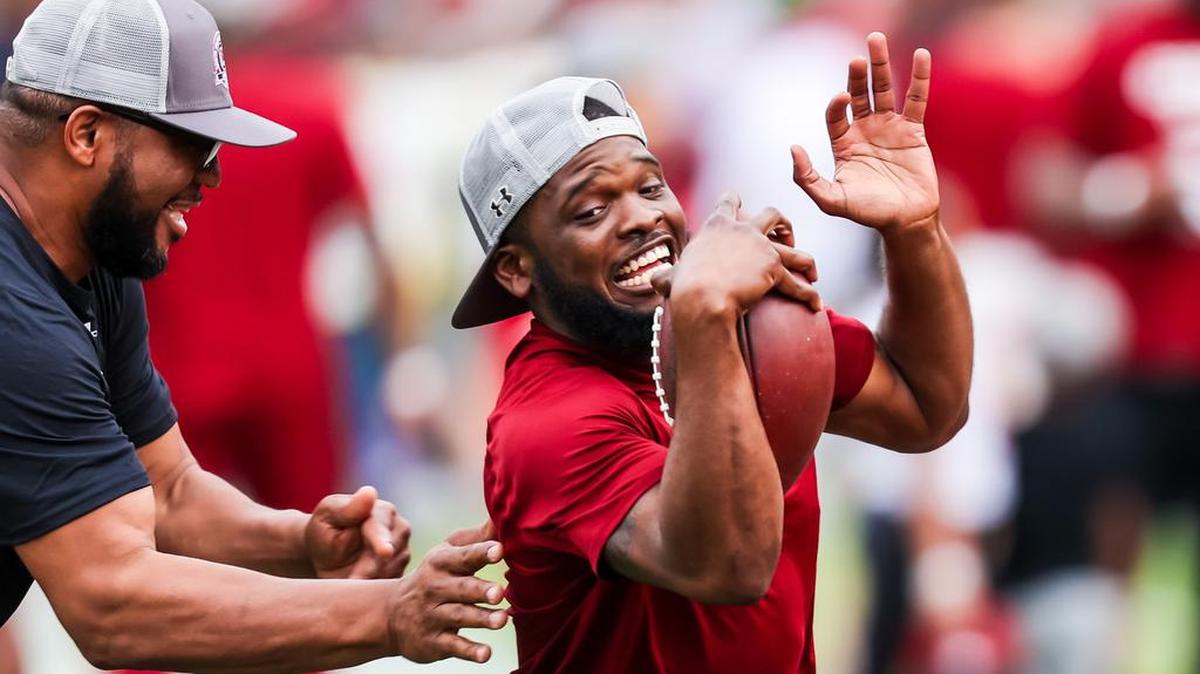 The USC Association of Lettermen host a flag football game for alumni at Williams-Brice Stadium prior to the 2022 spring game April 16, 2022.