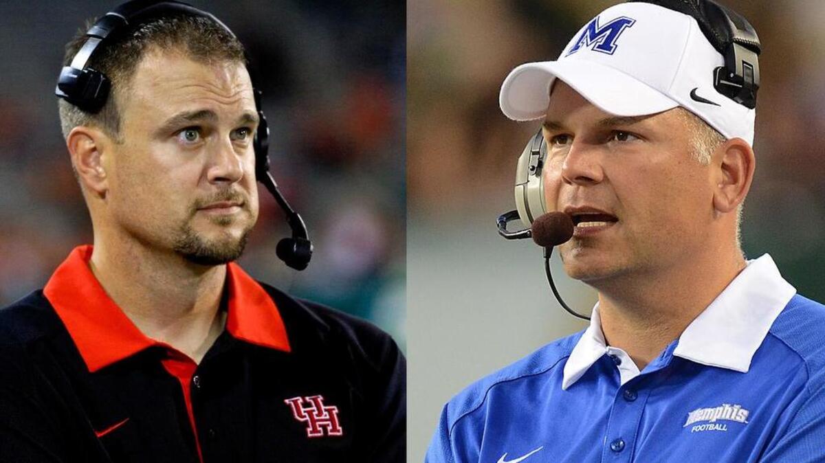Houston coach Tom Herman and Memphis coach Justin Fuente