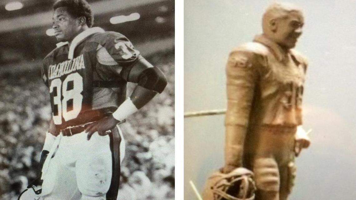 
The photo of Gamecocks star George Rogers used as inspiration for a statue of the Heisman trophy winner.
