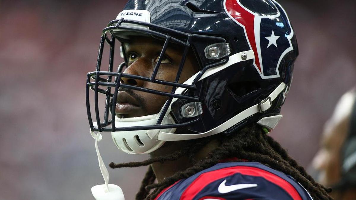 Houston Texans outside linebacker Jadeveon Clowney (90) looks on during a game against the Cleveland Browns at NRG Stadium.
