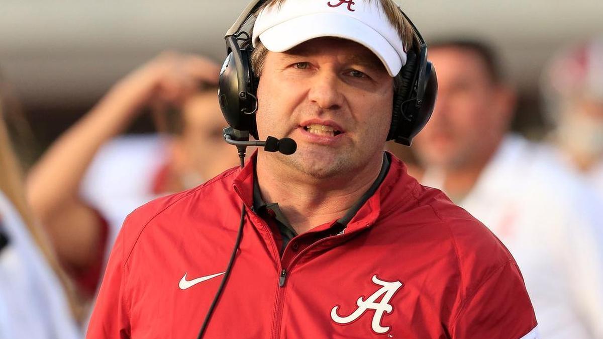 Alabama Crimson Tide defensive coordinator Kirby Smart during the game against Mississippi State Bulldogs at Davis Wade Stadium.
