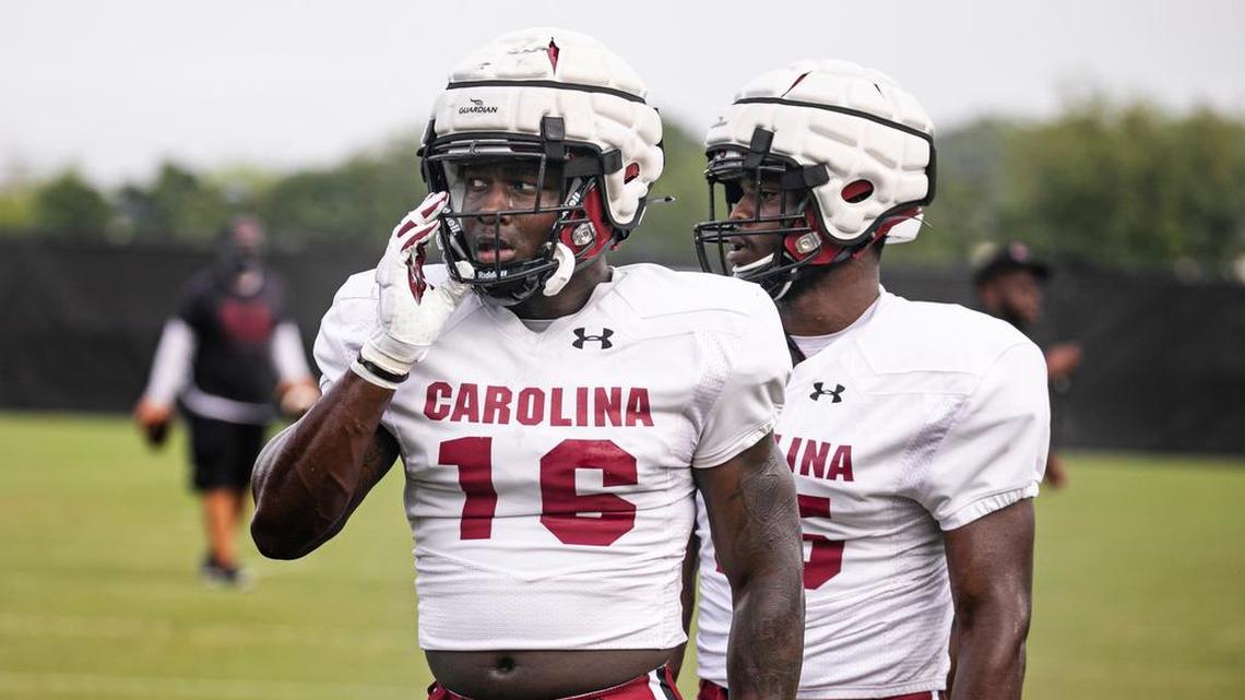 South Carolina’s Rodricus Fitten during an August 2020 football practice.