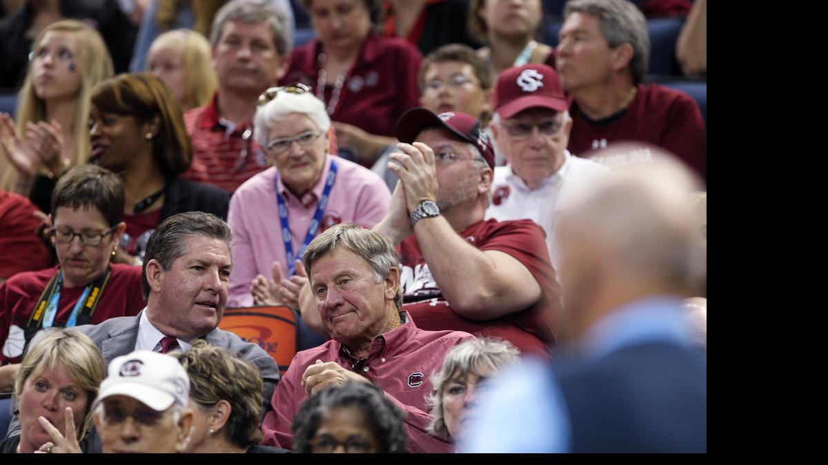 
USC football coach Steve Spurrier and Athletics Director Ray Tanner
