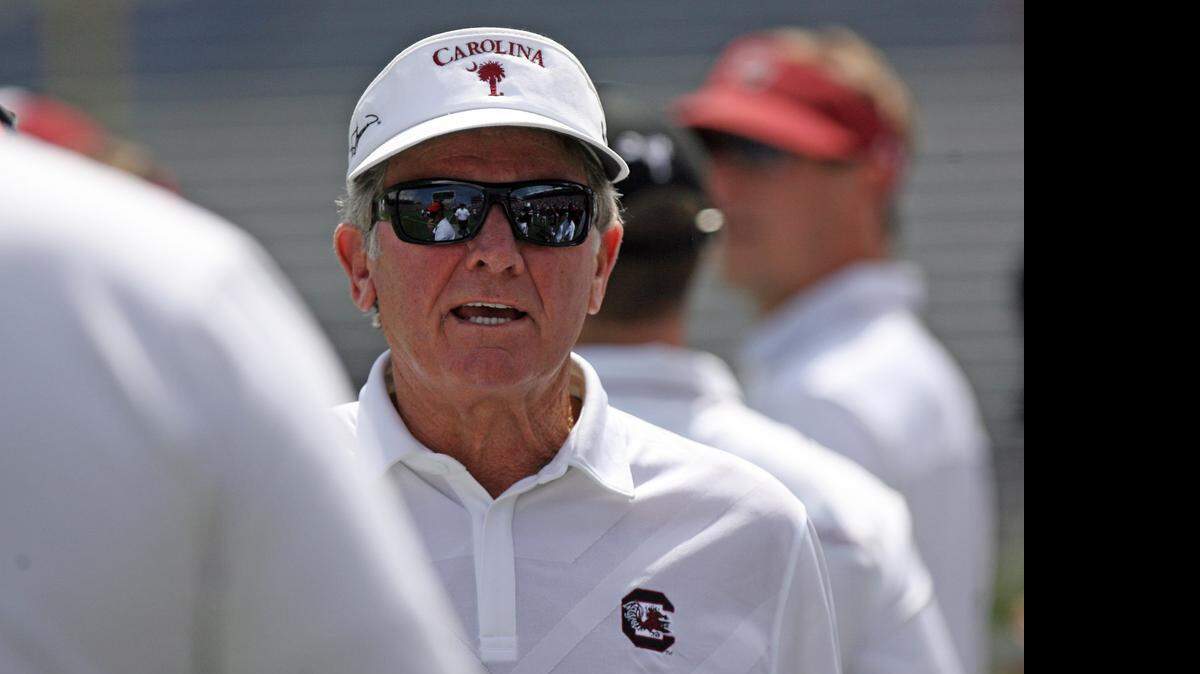 
Steve Spurrier during the Garnet and Black Spring Game at Williams-Brice Stadium.
