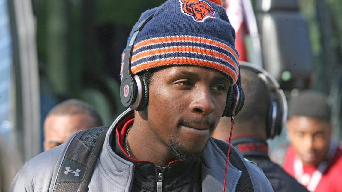 
South Carolina wide receiver Shamier Jeffery, wearing a Chicago Bears cap, prior to the Capital One Bowl
