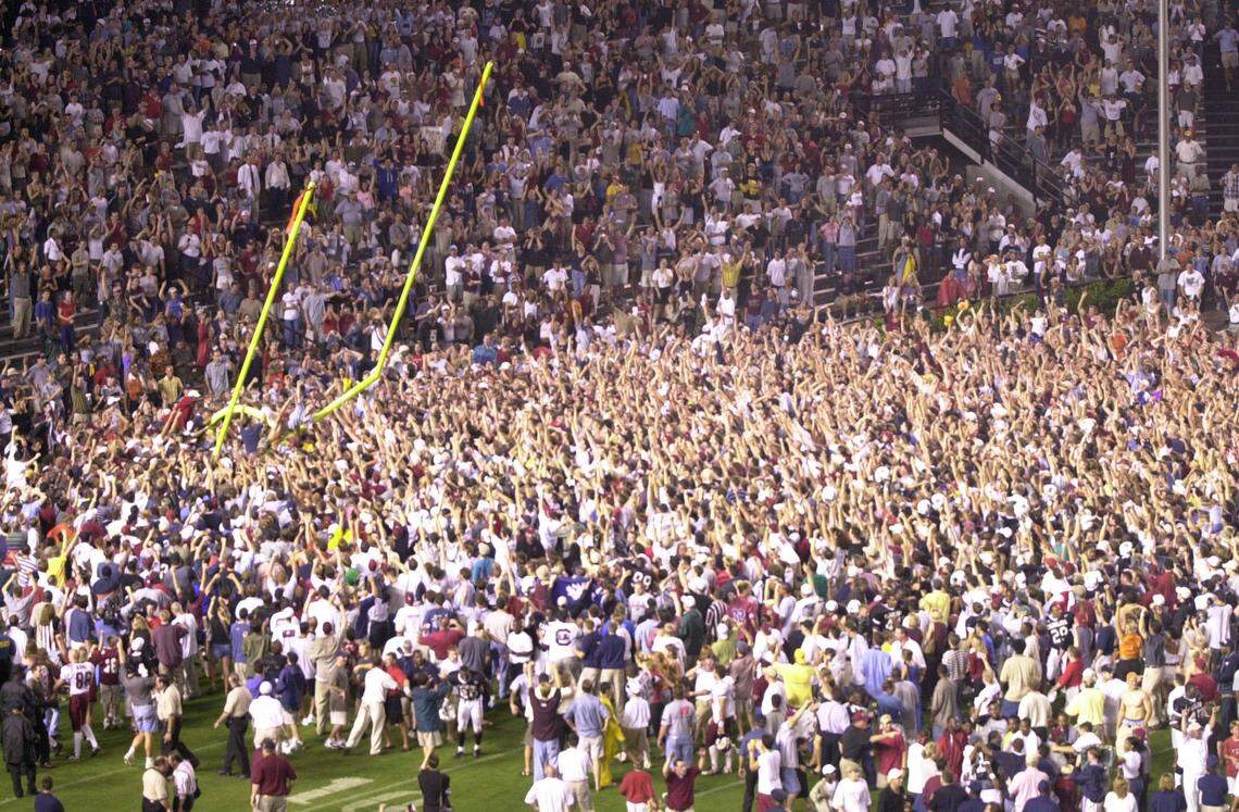 The goal posts came down at Williams-Brice Stadium after 31-0 victory in the 2000 season over New Mexico State.