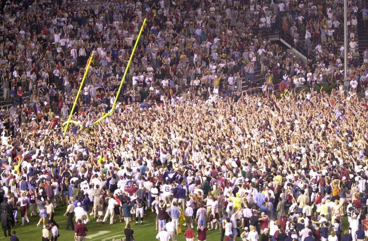 The goal posts came down at Williams-Brice Stadium after 31-0 victory in the 2000 season over New Mexico State.