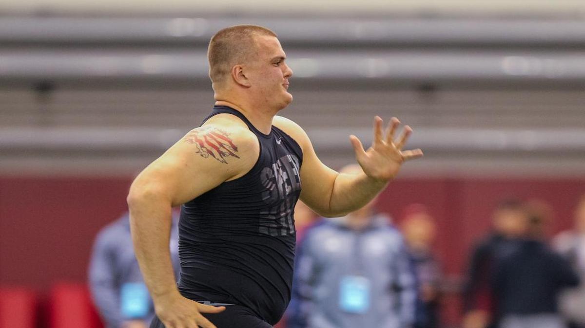 South Carolina alum Mason Zandi runs for NFL teams during Pro Day.