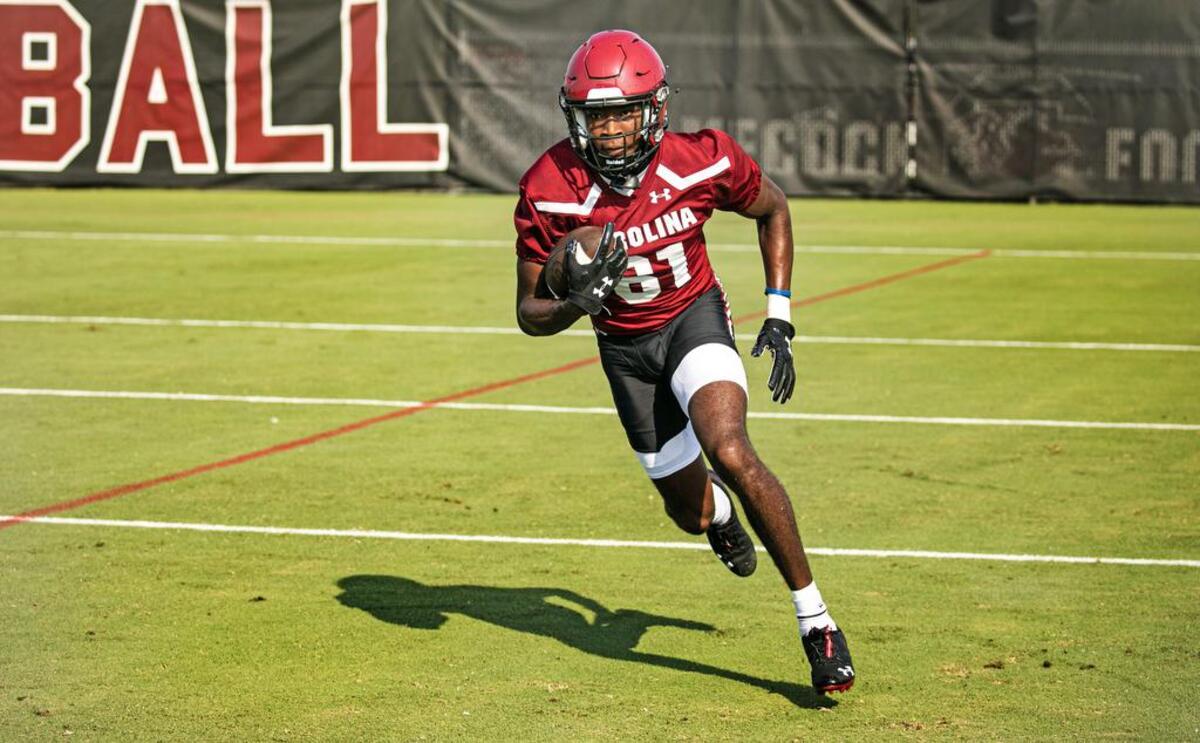 South Carolina’s Jalen Brooks at the Aug. 19 football practice.