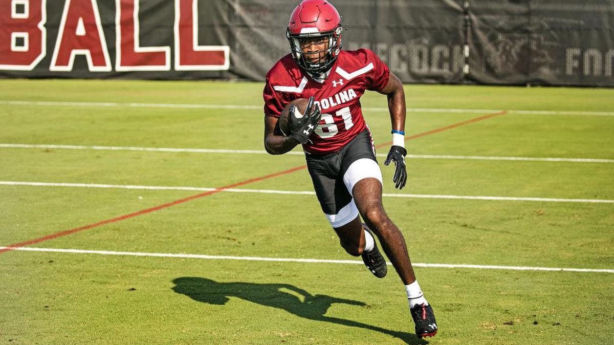 South Carolina’s Jalen Brooks at the Aug. 19 football practice.