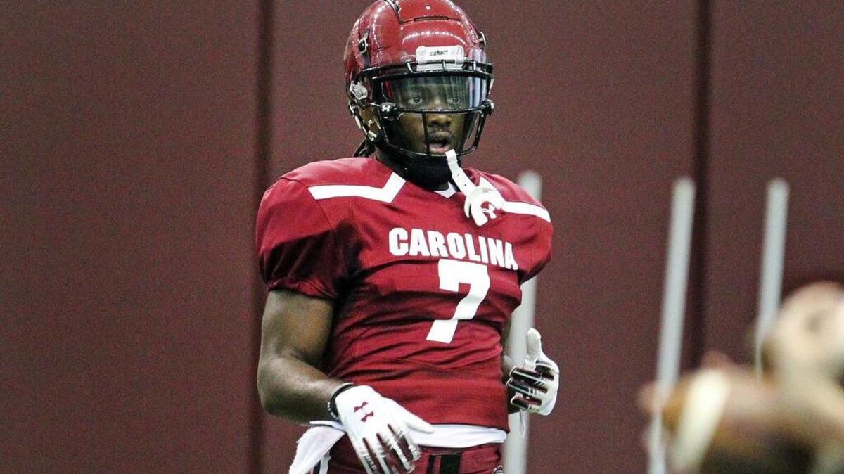 South Carolina’s Dakereon Joyner during spring practice March 3, 2020.