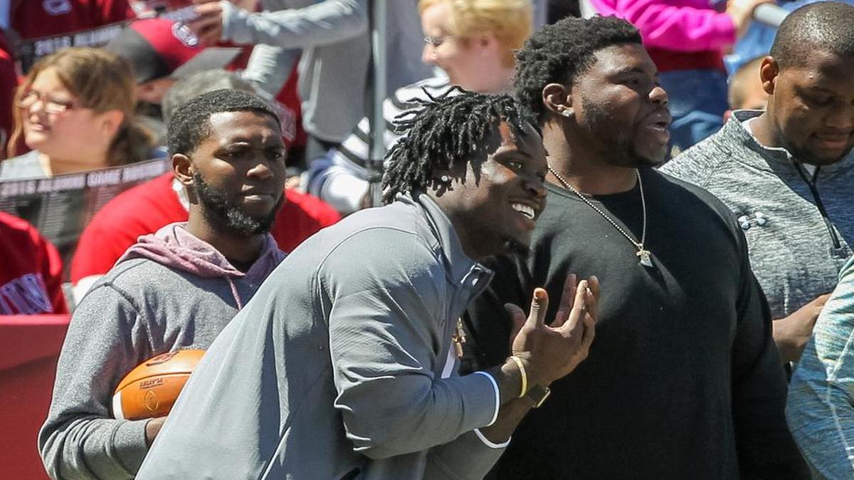 Former Gamecock Melvin Ingram caught a conversion pass during the Garnet and Black Spring Game at William's-Brice stadium.