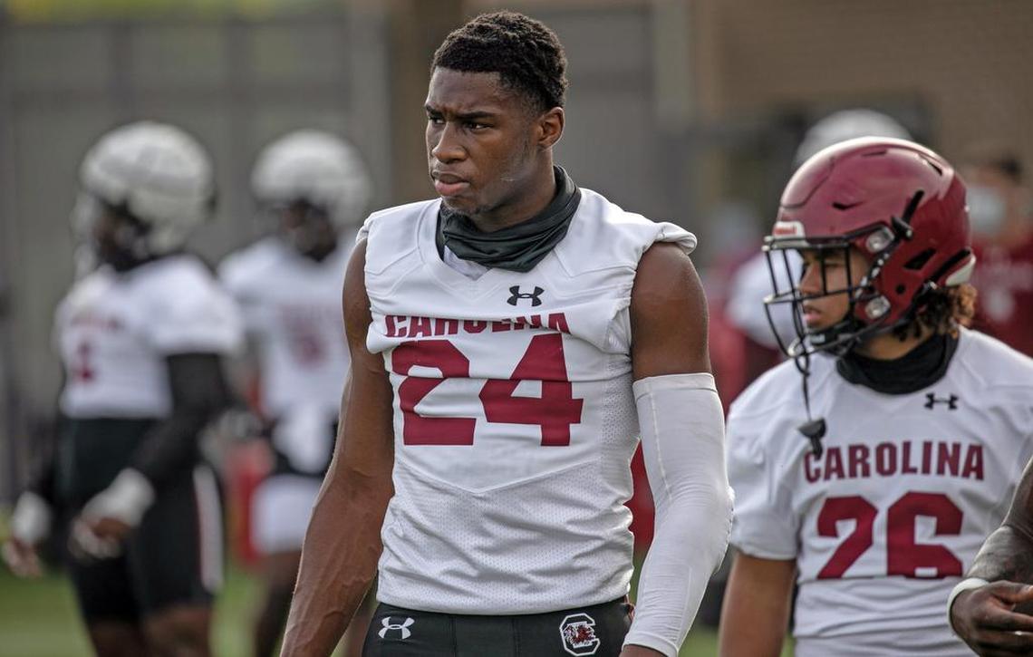 South Carolina’s Israel Mukuamu (24) during the Gamecocks’ Aug. 18 football practice.