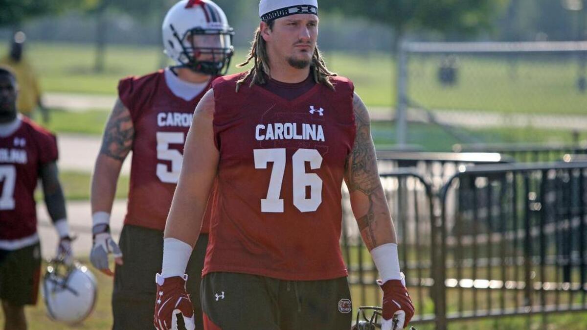 
South Carolina’s Mike Matulis is one of the five projected starters on an experienced offensive line for the Gamecocks.
