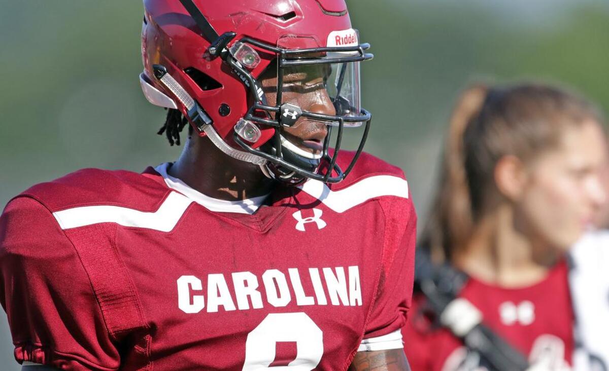 South Carolina receiver Randrecous Davis at practice Monday, Aug. 6. 8/6/18