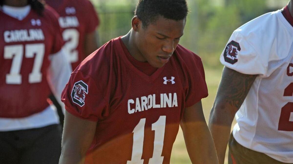 
South Carolina wide receiver Pharoh Cooper takes part in practice.
