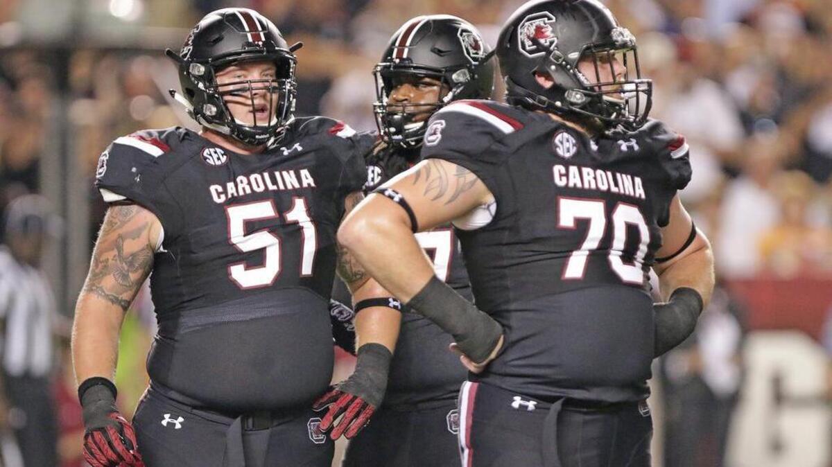 South Carolina's Cory Helms, Malik Young and Alan Knott all return from the 2016 offensive line.