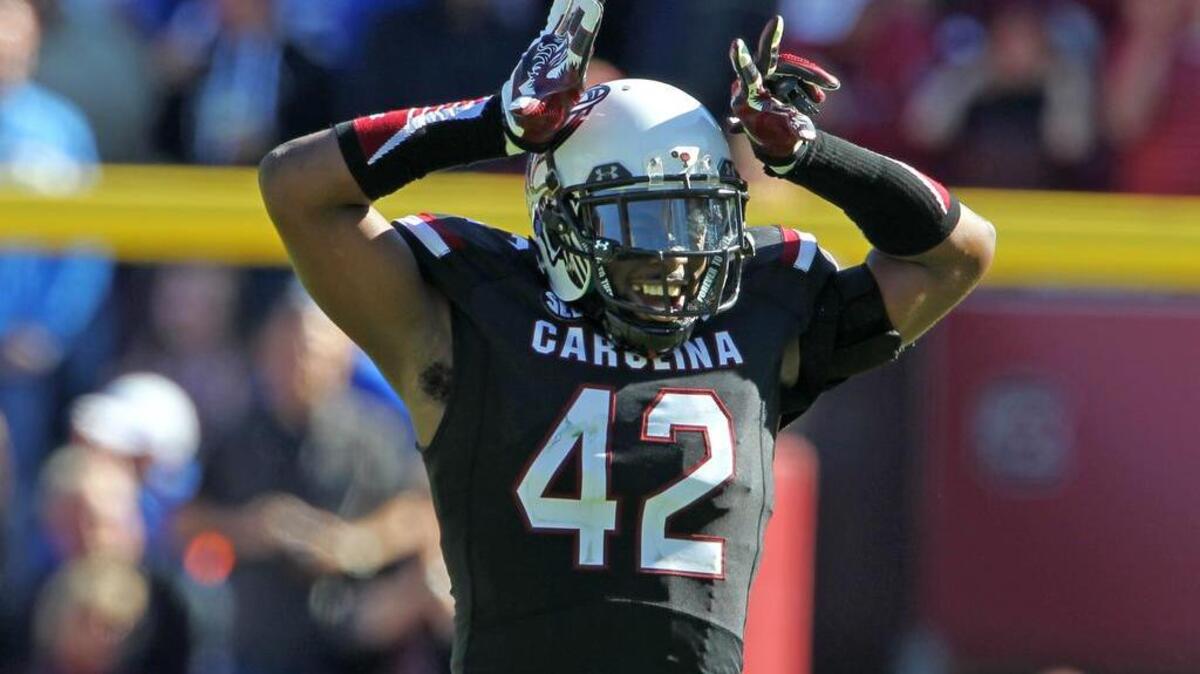 South Carolina safety Jordan Diggs (42) would be the starting nickel back if the season started today, coach Will Muschamp said.