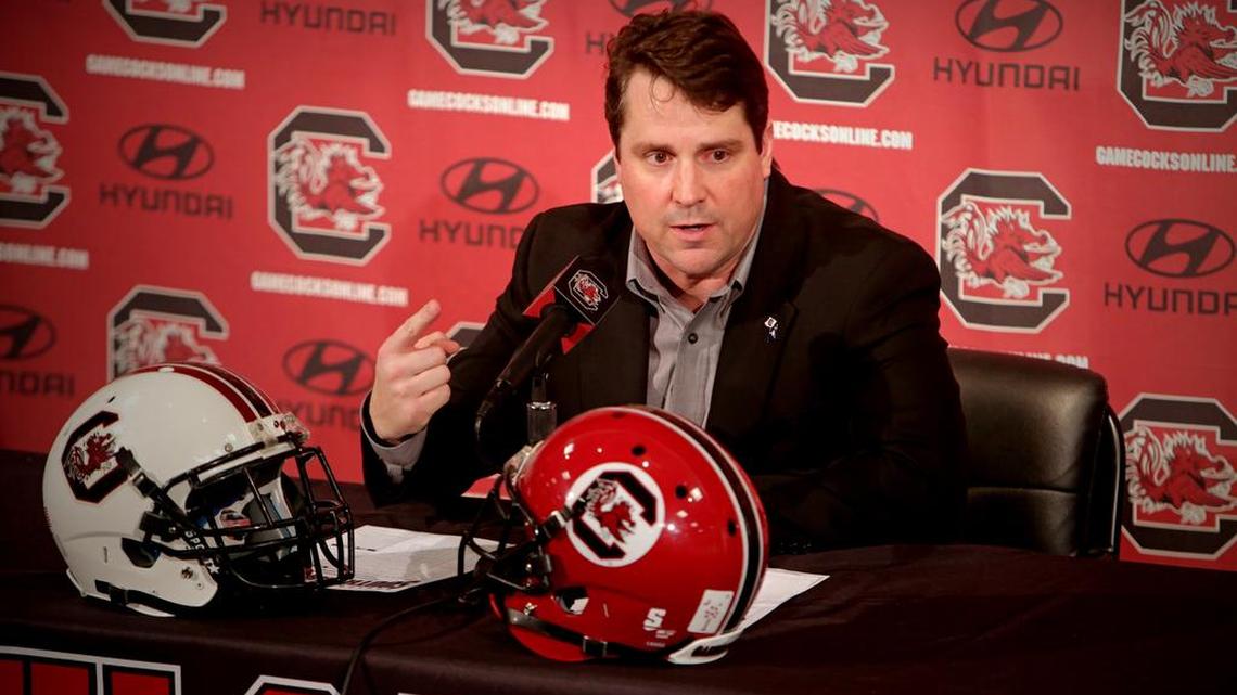 Will Muschamp will appear as South Carolina’s coach for the first time at the SEC spring meetings.