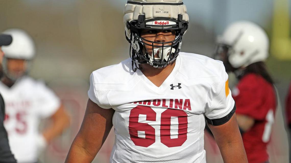 South Carolina’s Jordan Davis during the Gamecocks’ March 20, 2021 spring football practice.