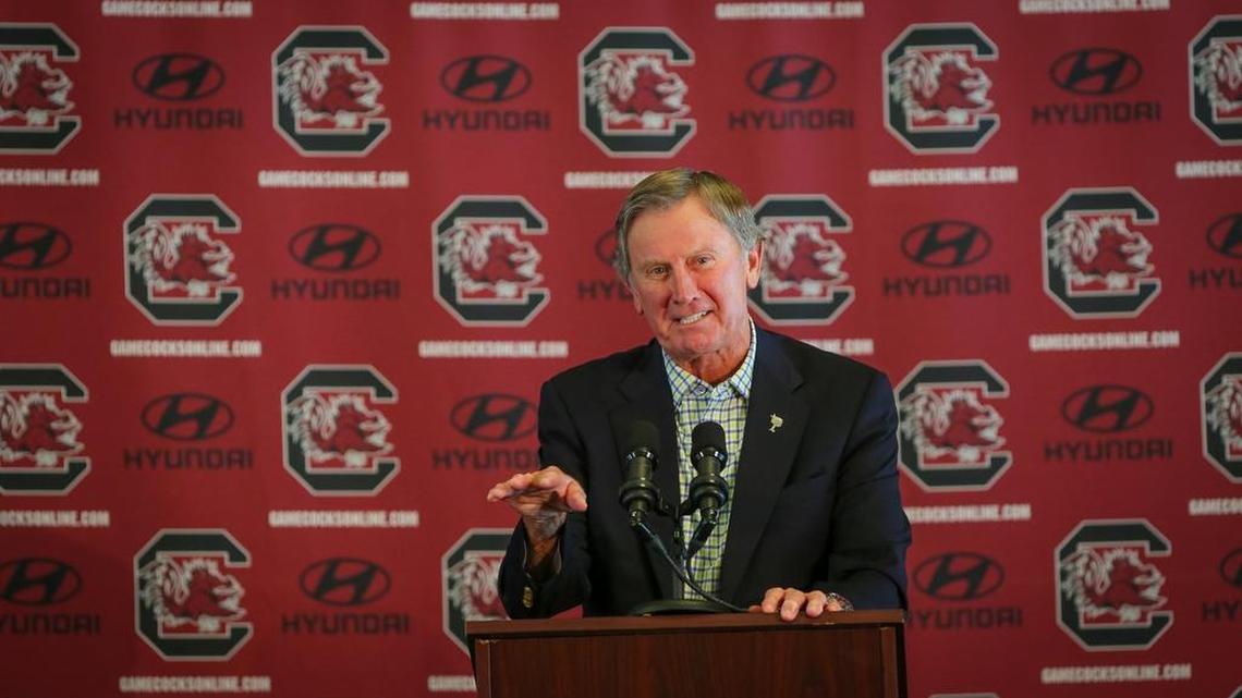 
USC head football coach Steve Spurrier announced his resignation during a press conference in Williams-Brice Stadium on Tuesday.

