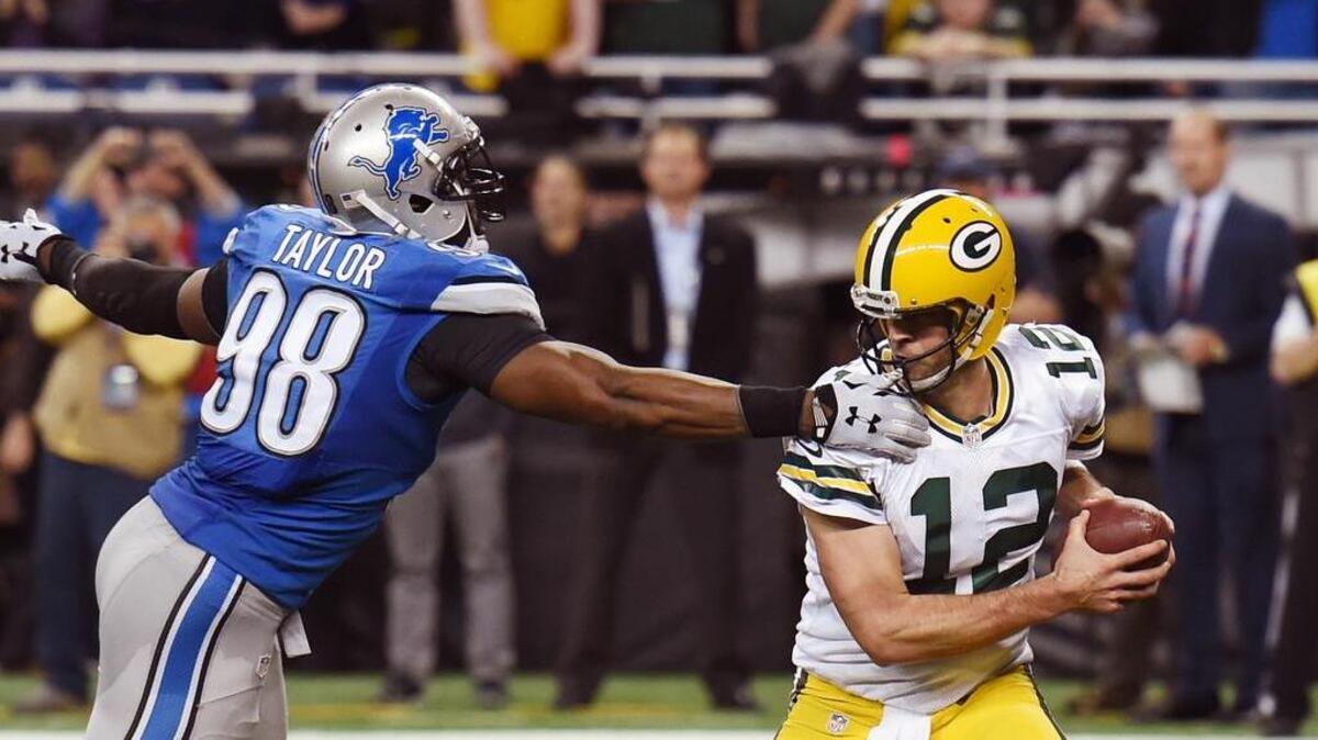 Detroit’s Devin Taylor had a monster game against Green Bay last week.