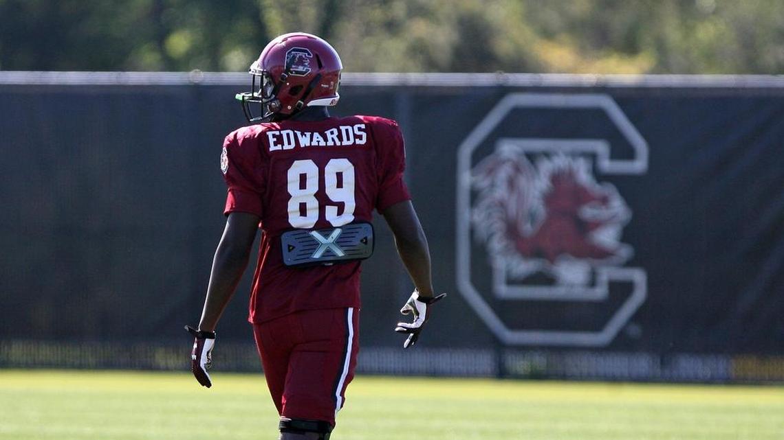 Wide receiver Bryan Edwards at South Carolina's spring football practice Tuesday.