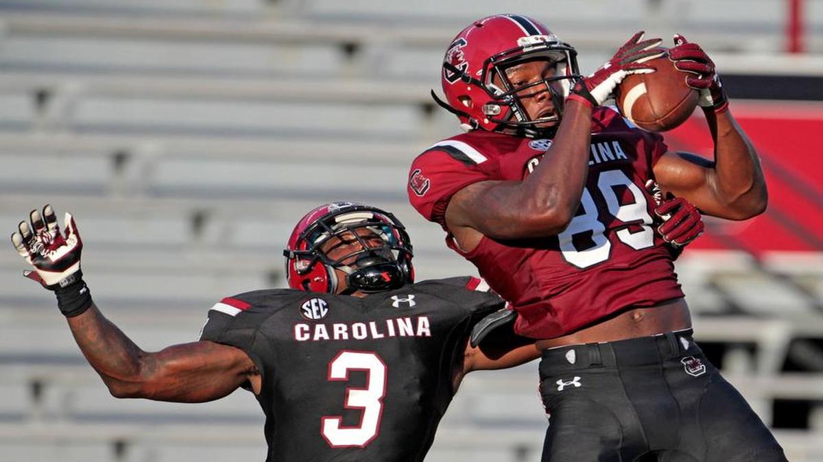 South Carolina’s Bryan Edwards has made several standout catches in this week’s open practices.