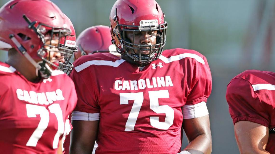 South Carolina lineman Jordon Carty at the Gamecocks’ practice Tuesday, Aug. 7, 2018.