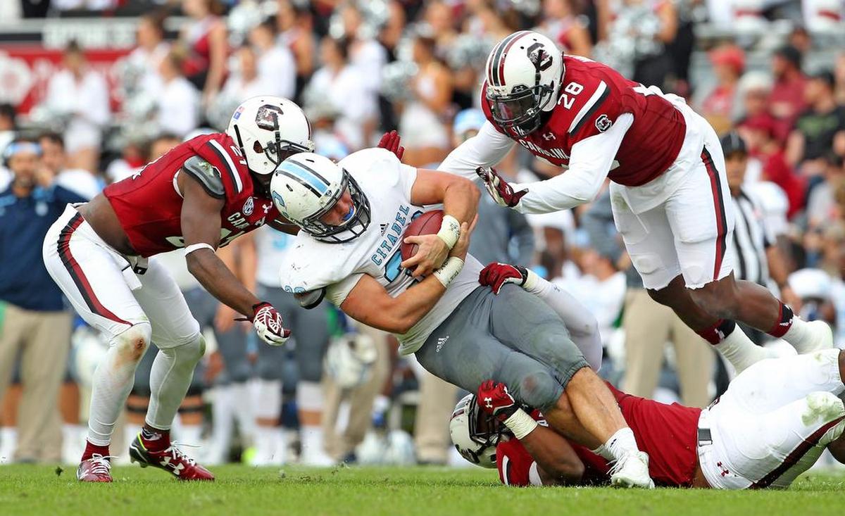 Tyler Renew scored the game-winning touchdown in The Citadel football team’s upset win against South Carolina in 2015.