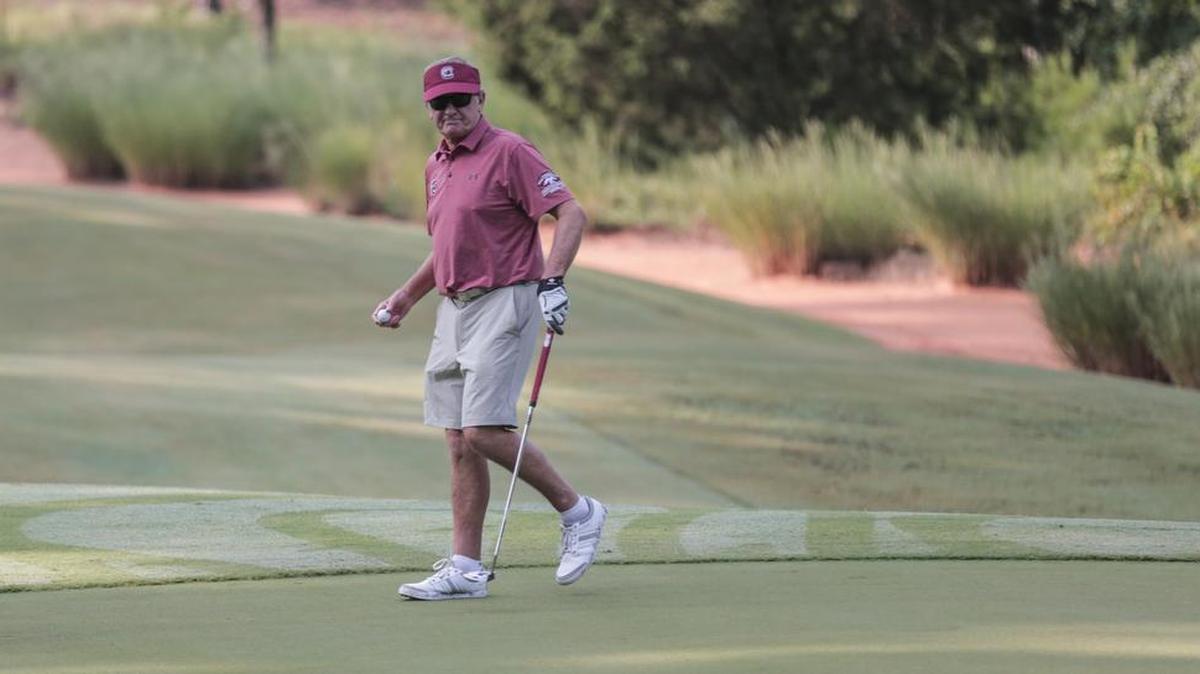 Steve Spurrier out on the course