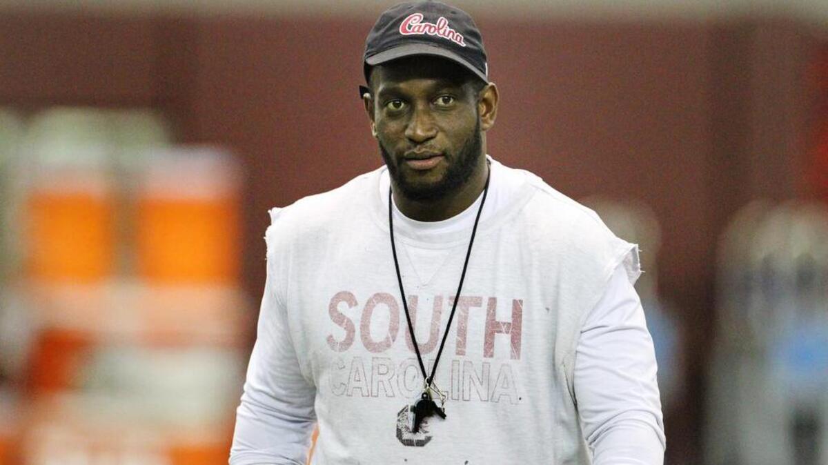 South Carolina defensive coordinator Travaris Robinson during spring practice on Thursday, March 5, 2020.
