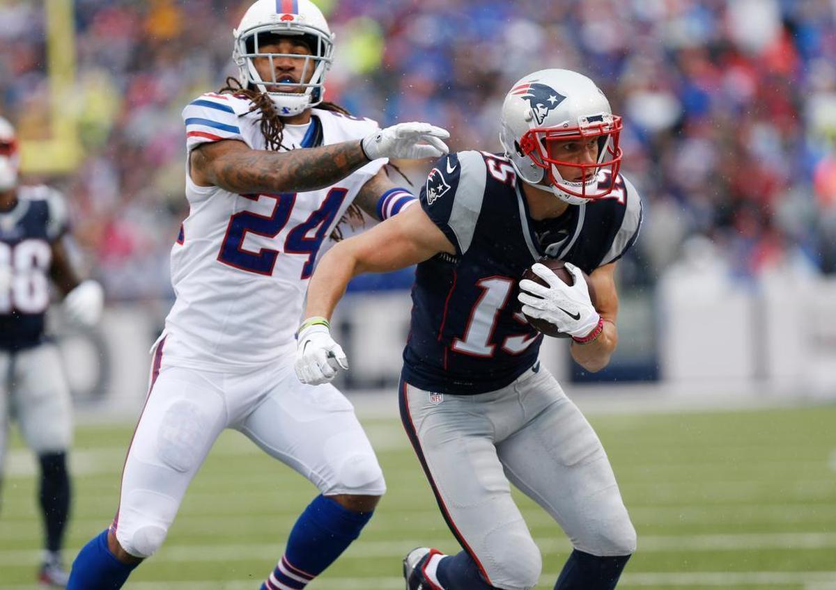 Chris Hogan (15) spent the last three seasons in New England, winning two Super Bowls and losing a third during that time.