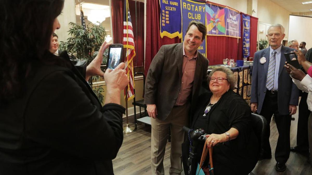 South Carolina head coach Will Muschamp at the Columbia Rotary Club