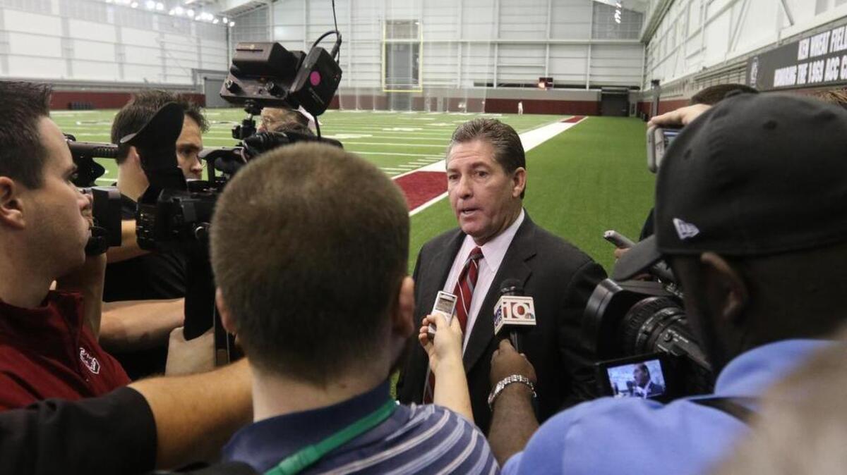 Athletic Director Ray Tanner had a closed-door meeting with the football team Wednesday.