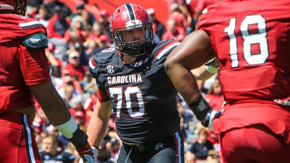 South Carolina offensive lineman Alan Knott (70)