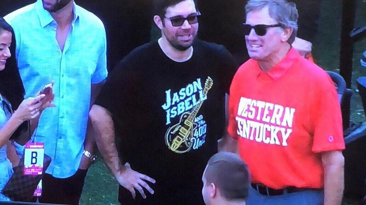 Former South Carolina football coach Steve Spurrier was spotted wearing a Western Kentucky shirt Saturday.