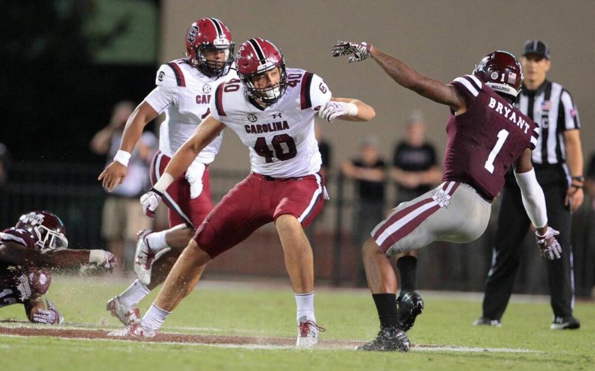 South Carolina Gamecocks tight end Jacob August (40)