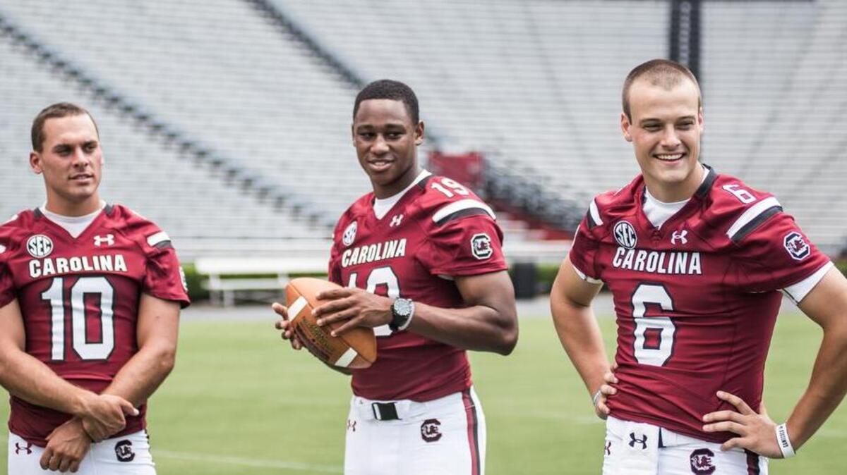 
Gamecocks quarterbacks Perry Orth, Lorenzo Nunez, and Connor Mitch 
