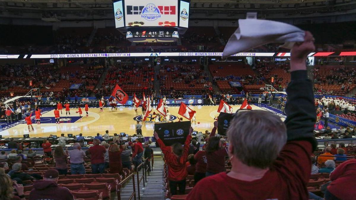 South Carolina Gamecocks fans at Bon Secours Wellness Arena in Greenville.