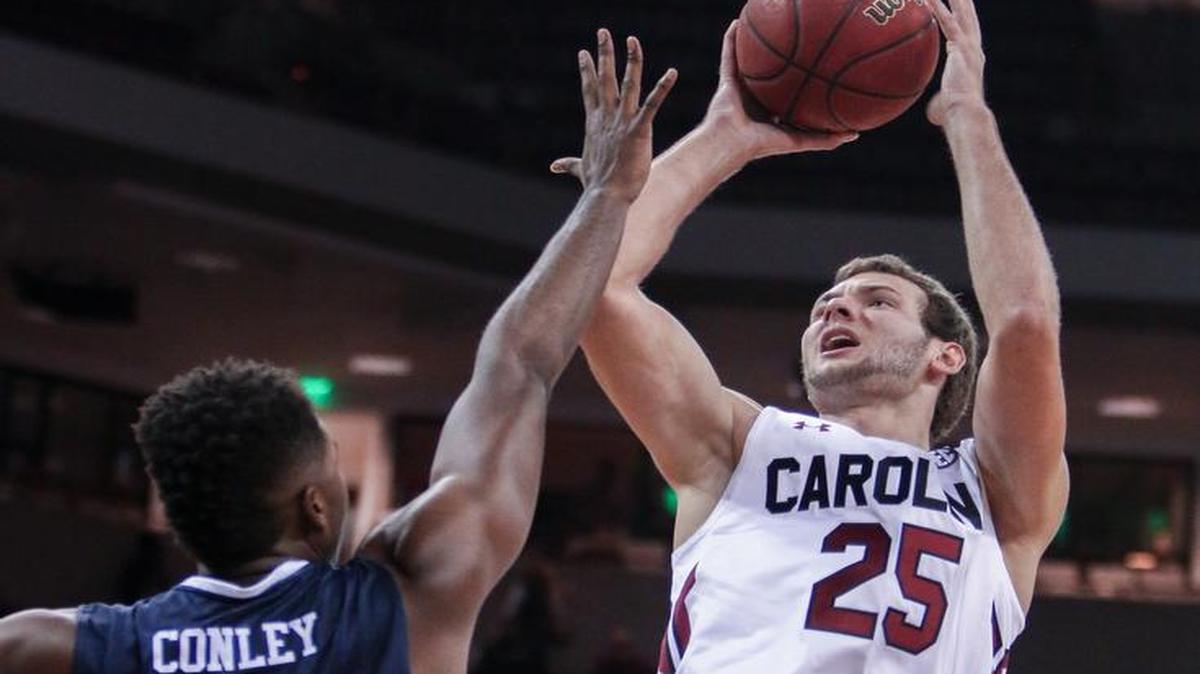 South Carolina forward Mindaugas Kacinas and the Gamecocks will try to rebound for their road loss against Georgia with a win at Texas A&M on Saturday.