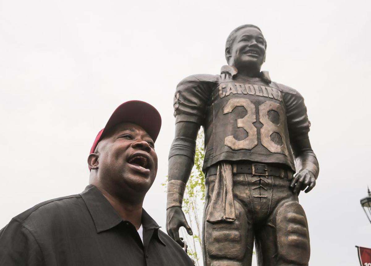 George Rogers has a statue to honor his accomplishments in front of Williams-Brice Stadium.