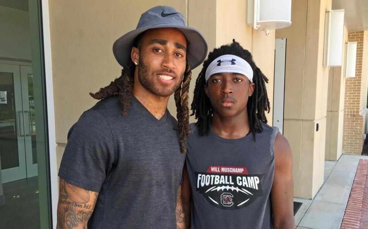 Stephon Gilmore and brother Steven at Will Muschamp’s football camp Saturday at USC.