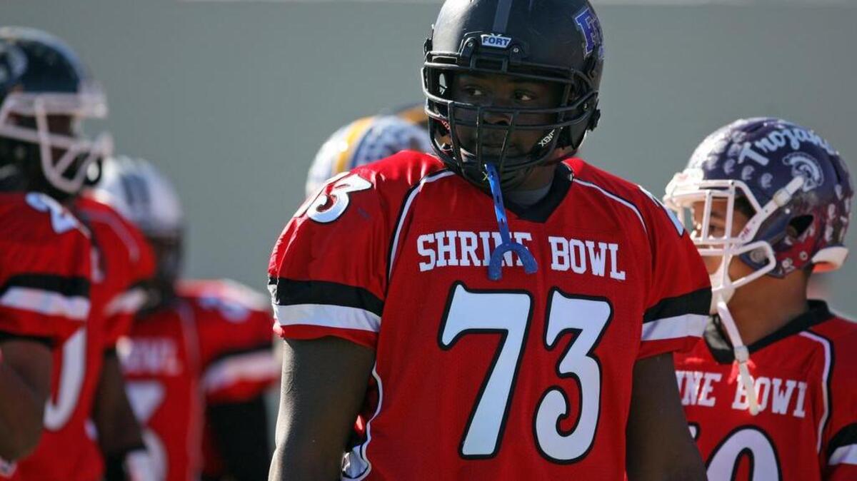 Fort Dorchester offensive lineman John Simpson at the Shrine Bowl